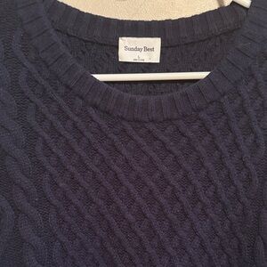 Navy blue sweater size L some pilling warm merino wool & cotton